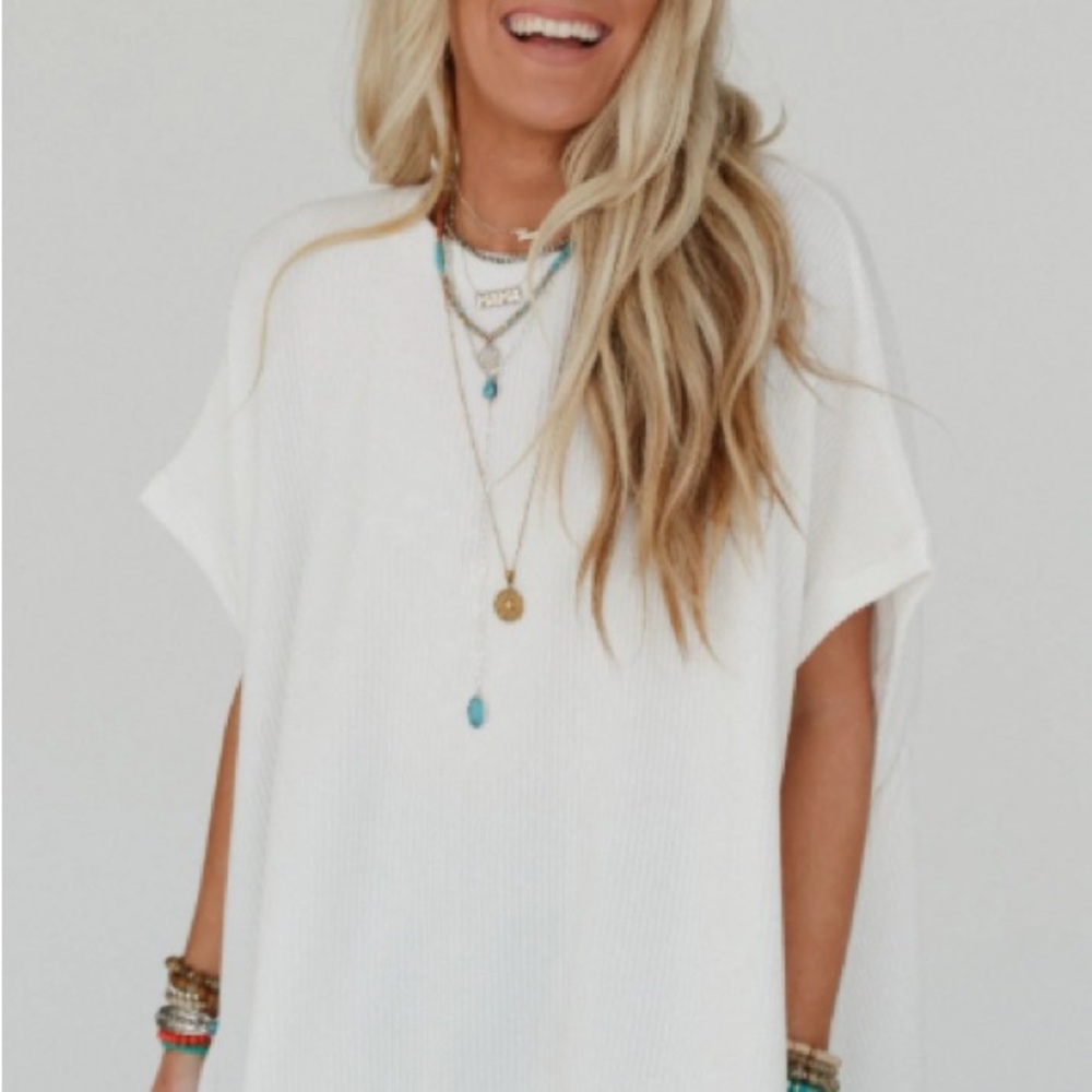 White Knit Poncho Top